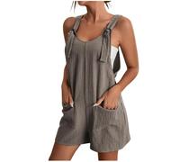 Donna Salopette Gamba Larga Corta Monopezzi Estiva Tuta Intera Comode Casual Morbida Jumpsuit Regolabile Cinghie Con Tasche Oversize Pantaloni Baggy Vintage Allentata Senza Maniche Salopette Premaman