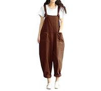 Donna Salopette Lunga Casual Pantaloni, Morbuy Nuovo Moda Senza Maniche Harem Jumpsuit Ragazza Overall Hippie Sciolto Cinturino Tuta con Tasche Pantaloni Incinti (M,Marrone)