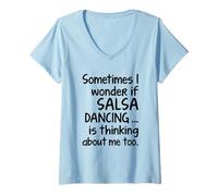 Donna Salsa Danza Per Ballerini Latini Divertente Dance Matching Gear Maglietta con Collo a V