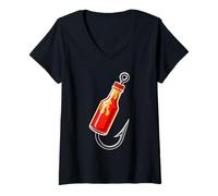 Donna Salsa Piccante Amo Esche Pescatore Pesca Pesce Maglietta con Collo a V