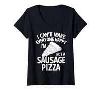 Donna Salsiccia Pizza Apparel - Top Divertente Pizzas Lover Design Maglietta con Collo a V