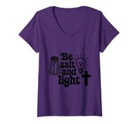 Donna Salt & Light Be Ye Salt - Christian Bible Verse Maglietta con Collo a V