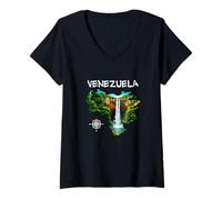 Donna Salto del Angel inside the Venezuela map Franela Venezolana Maglietta con Collo a V