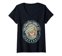 Donna Saltwater Cures all Surfing Crab Beach Ocean Maglietta con Collo a V