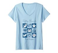 Donna Salty Beach Vacanze Las Vegas Nevada Maglietta con Collo a V