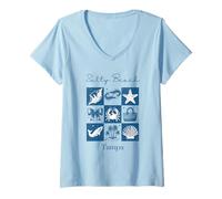Donna Salty Beach Vacanze Tampa Florida Maglietta con Collo a V