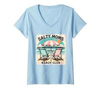 Donna Salty Moms Beach Club Funny Beach Summer Vacation Holiday Maglietta con Collo a V
