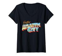 Donna Saluti da Atlantic City Maglietta con Collo a V