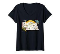 Donna Saluti dalla Mappa Vintage del Nebraska Maglietta con Collo a V