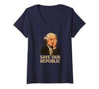 Donna Salva la nostra Repubblica George Washington Facepalm Protest Maglietta con Collo a V
