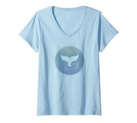 Donna Salva Le Balene Mare Animali Killer Whale Tail Ocean Orca Wave Maglietta con Collo a V