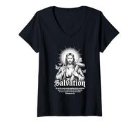 Donna Salvezza Filippesi Bibbia Versetto Christian Streetwear Maglietta con Collo a V