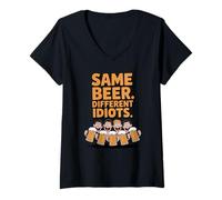 Donna Same Beer Different Idiots Funny Party Beer Drinking October Maglietta con Collo a V