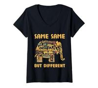Donna Same Same But Different Thailandia Bangkok Holiday Maglietta con Collo a V