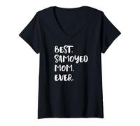 Donna Samoyeds Best Samoyed Mom Ever Samoiedo Maglietta con Collo a V