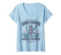 Donna Samson Barbershop Divertente Christian Maglietta con Collo a V