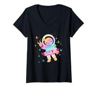 Donna SAMUEL - Nome ragazzo simpatico con un astronauta carino Maglietta con Collo a V