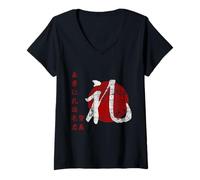 Donna Samurai Guerriero codice Bushido Giapponese Segno REI Etichetta Maglietta con Collo a V