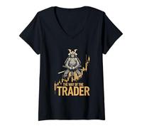 Donna Samurai La Via Del Trader Candlestick Chart Trading Maglietta con Collo a V