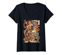 Donna Samurai Miyamoto Musashi Maglietta con Collo a V