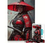 Donna samurai rossa con katana - Puzzle da 1000 pezzi per adulti - Gioco di logica e creatività - Attività domestica - Taglio liscio - Sorpresa di Natale (38x52cm)