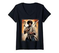 Donna Samurai Warrior Saying Katana Forza Onore Uomini Donne Giappone Maglietta con Collo a V