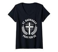 Donna San Barnaba prega per noi devozione cristiana cattolica Maglietta con Collo a V