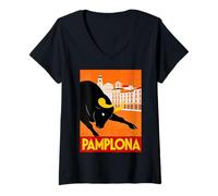 Donna San Fermín 2026 Pamplona Maglietta con Collo a V
