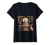 Donna San Francesco d'Assisi Maglietta con Collo a V