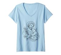 Donna San Giuseppe cattolico San Padre Giorno Design Maglietta con Collo a V