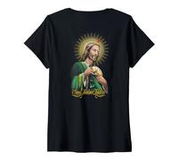 Donna San Judas Tadeo Religious Mexican Catholic Saints Spanish Maglietta con Collo a V
