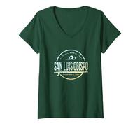 Donna San Luis Obispo - San Luis Obispo in stile retrò California Surf Maglietta con Collo a V