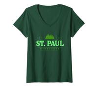 Donna San Paolo Minnesota | Retro Saint Paul MN Treeline Maglietta con Collo a V