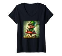 Donna San Patricks Day Leprechaun Toadstrool Irish Green Maglietta con Collo a V