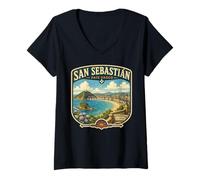 Donna San Sebastian Spagna Paesi Baschi Souvenir Maglietta con Collo a V