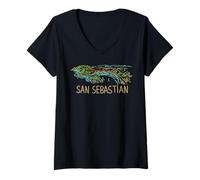 Donna San Sebastian Spagna Viaggio Souvenir City Landmark Gift Maglietta con Collo a V