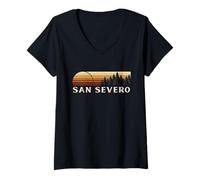 Donna San Severo, Italy Evergreen Vintage Sunset Maglietta con Collo a V