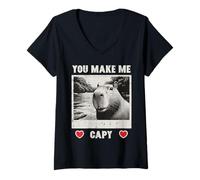 Donna San Valentino Capybara Selfie Make Me Capy Uomini Donne Bambini Maglietta con Collo a V