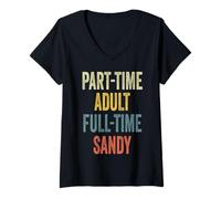 Donna Sandy Personalized Retro Girls Part-Time Sandy Name Maglietta con Collo a V
