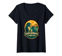 Donna Santa Barbara California Sea Lion Madre e Cucciolo Design Maglietta con Collo a V