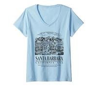 Donna Santa Barbara: Dove Le Montagne incontrano Oceano e Storia Maglietta con Collo a V
