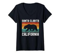 Donna Santa Clarita California Bear Retro 661 Santa Clara River Maglietta con Collo a V