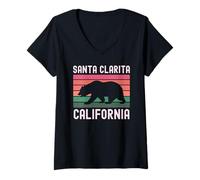 Donna Santa Clarita California Bear Retro 661 Santa Clara River Maglietta con Collo a V