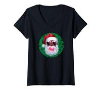 Donna Santa Claus Xmas Merry Christmas Navidad African American Maglietta con Collo a V
