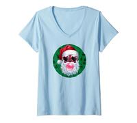 Donna Santa Claus Xmas Merry Christmas Navidad African American Maglietta con Collo a V