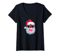 Donna Santa Claus Xmas Merry Christmas Navidad African American Maglietta con Collo a V