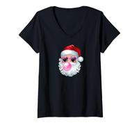 Donna Santa Claus Xmas Merry Christmas Navidad Winter Holiday Maglietta con Collo a V