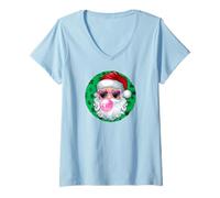 Donna Santa Claus Xmas Merry Christmas Navidad Winter Holiday Maglietta con Collo a V