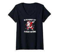 Donna Santa Claus Xmas Merry Christmas Navidad Winter Holiday Maglietta con Collo a V