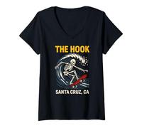 Donna Santa Cruz The Hook Vintage Uomo Surf Skateboard Maglietta con Collo a V